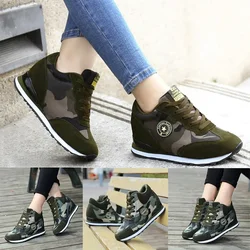 Plus Size 35-42 Women Camouflage Sneakers Wedge Canvas Casual Shoes Woman Platform Hidden Heels Sneaker High Top Shoes