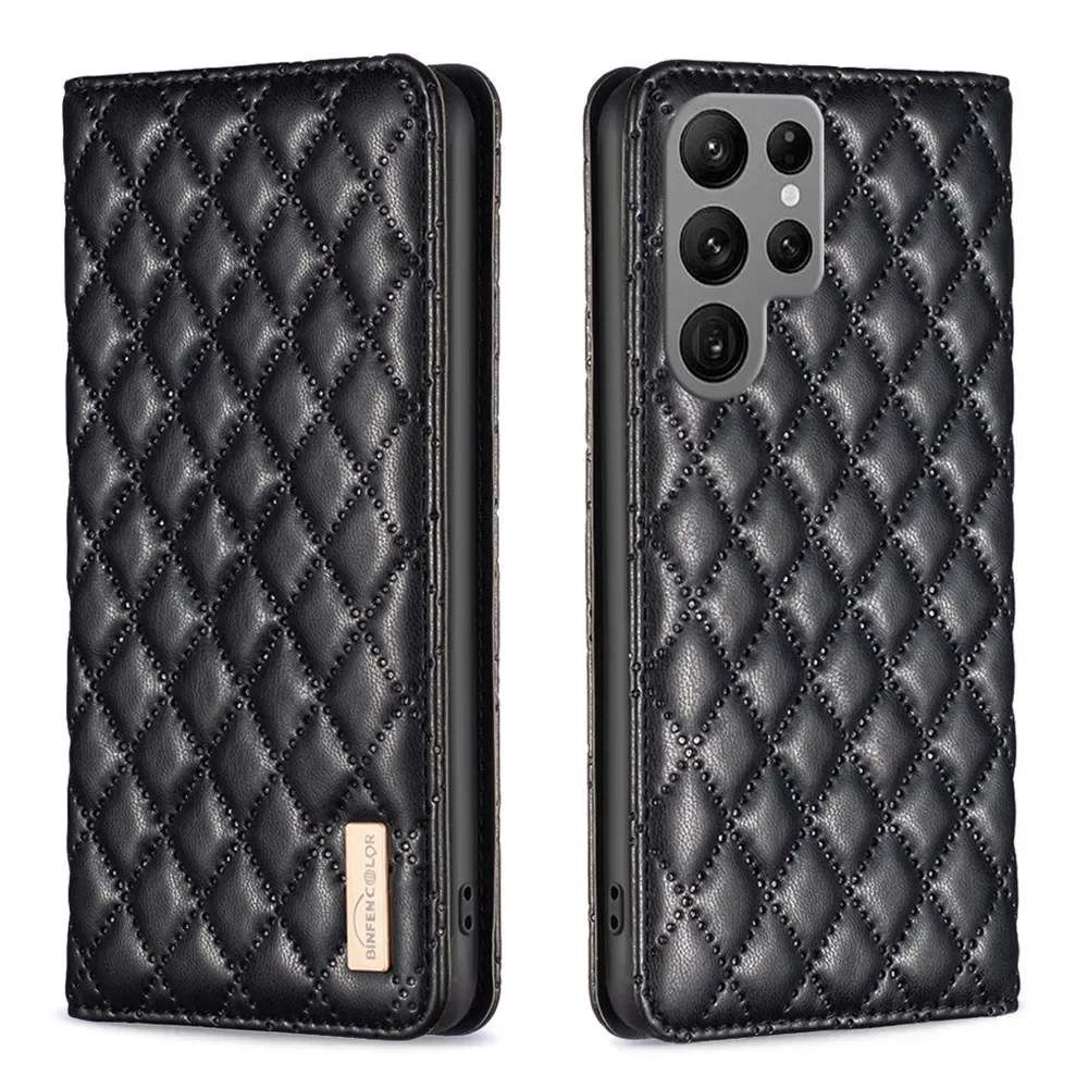 Luksusowe etui do Samsung Galaxy S24 FE 5G 2024, magnetyczne skórzane etui z klapką do Samsung S24 S23 S22 S21 Ultra S20 Plus Funda