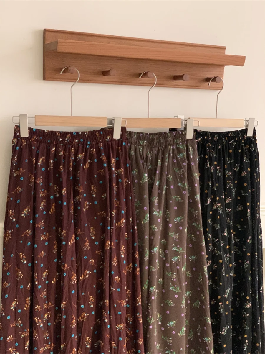 

Длинная юбка миди в винтажном стиле с цветочным принтом и эффектом масляной живописи, свободного кроя, с завышенной талией, для женщин.