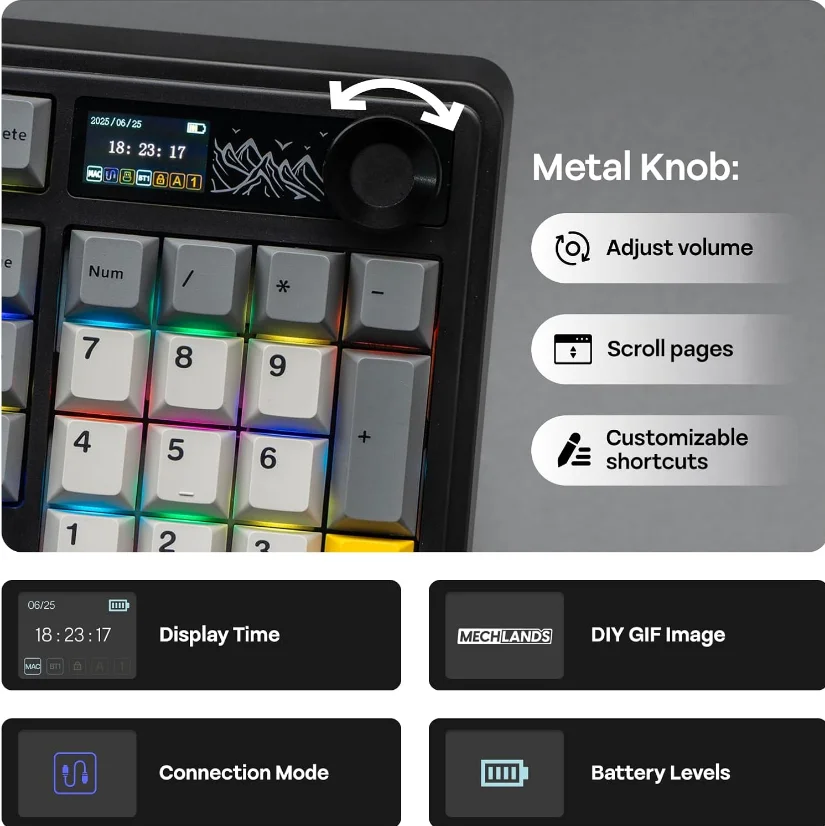 Teclado Mecánico Inalámbrico Personalizable AJAZZ AK980 V2 de Tres Modos con Intercambio en Caliente, para Esports y Gaming, con Letras Laterales, Cableado e Inalámbrico