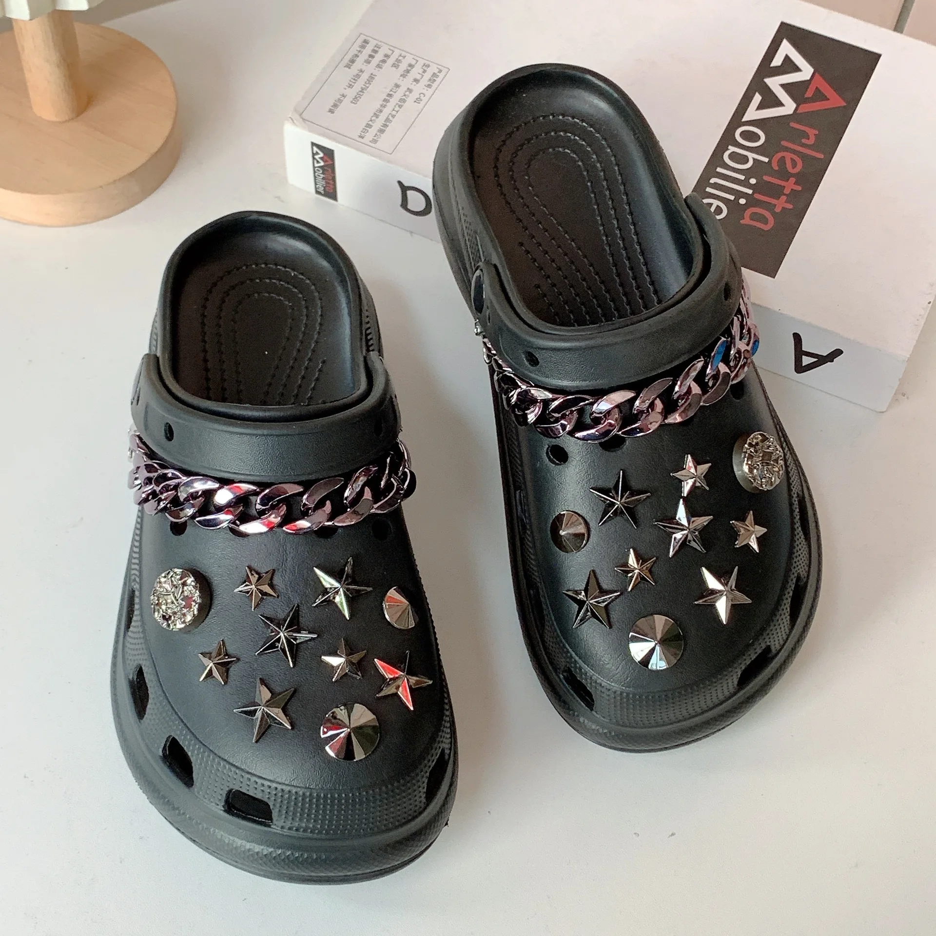 Breloques de chaussures colorées pour enfants, odorpentagramme punk bricolage, décoration avec trou, accessoires de charme de chaussure, cadeau de