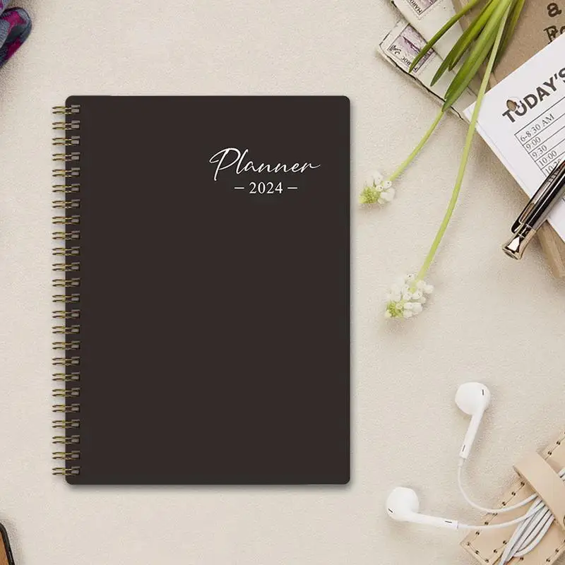 Weekly And Monthly Planner Hard Cover 2024 Planner Small Spiral Notebook Multifunctional Flexible Organizer Notebook Planner