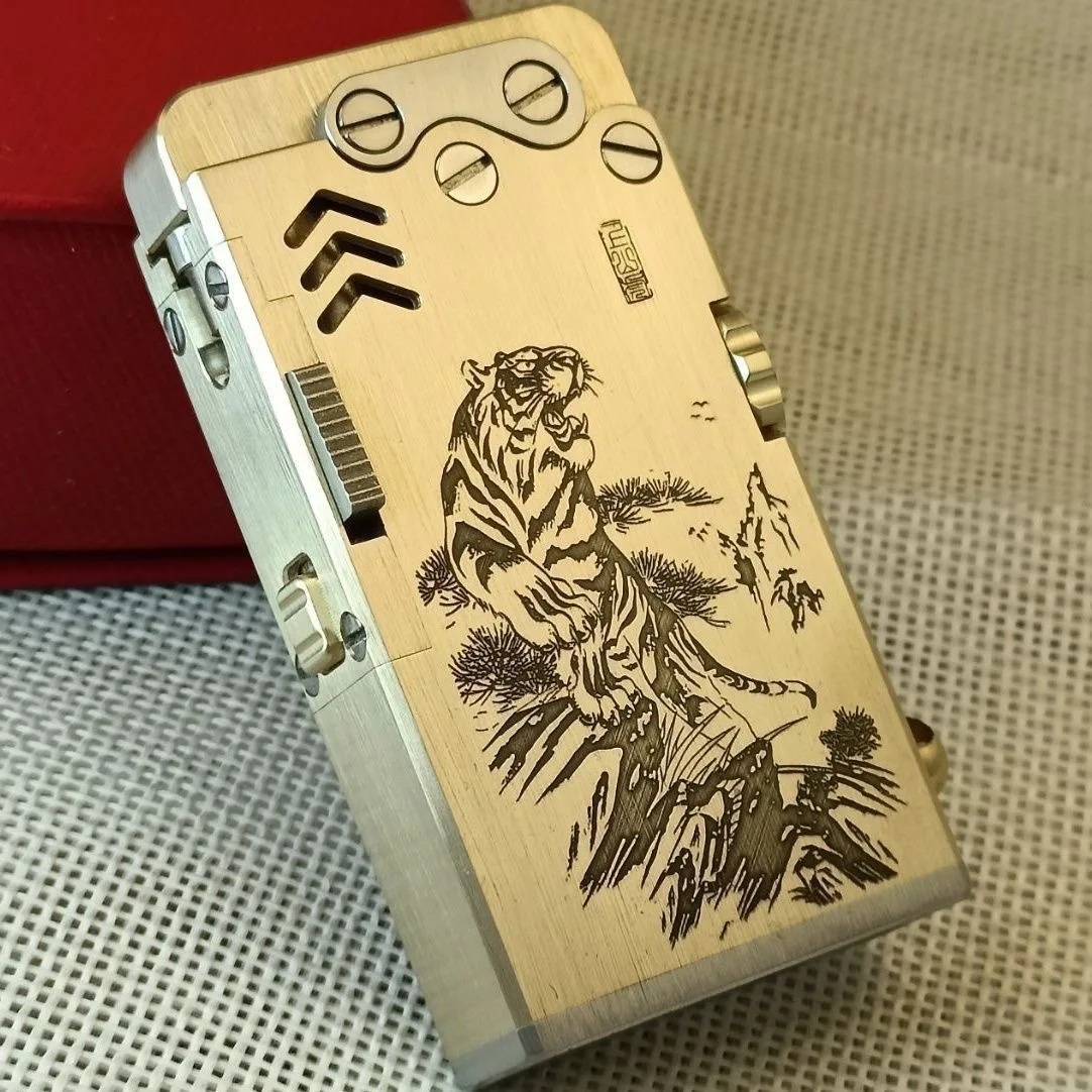 Titanium Alloy Sixth Generation Automatic Ignition Mechanical Armor Dragon Tongue Lighter One-click Ejection Kerosiene Lighter