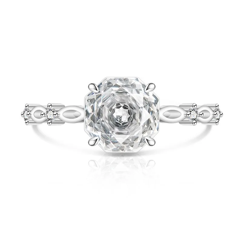 Women's 925 Sterling Silver Rose Cut Diamond Ring