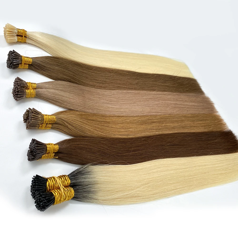 100% 本物の I チップ人毛エクステンション ストレートヘアエクステンション バルクヘア I チップ ナチュラルヘアエクステンション ナチュラルフュージョンヘア