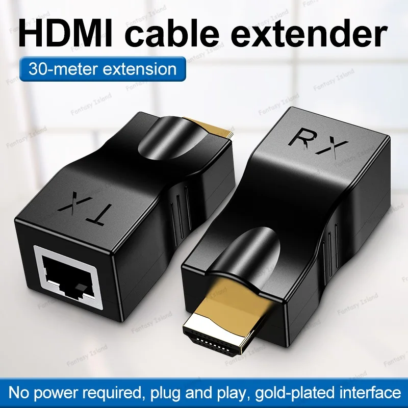 HW-YD30 Hdmi-単一のネットワークケーブル伝送,30m,Hdmiからrj45伝送,信号送信機,4k30hz