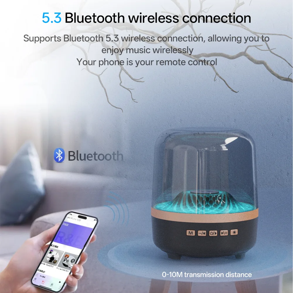 New Glass Colorful Light Atmosphere Bluetooth Speaker Home Computer Small Heavy Bass Home Transparent