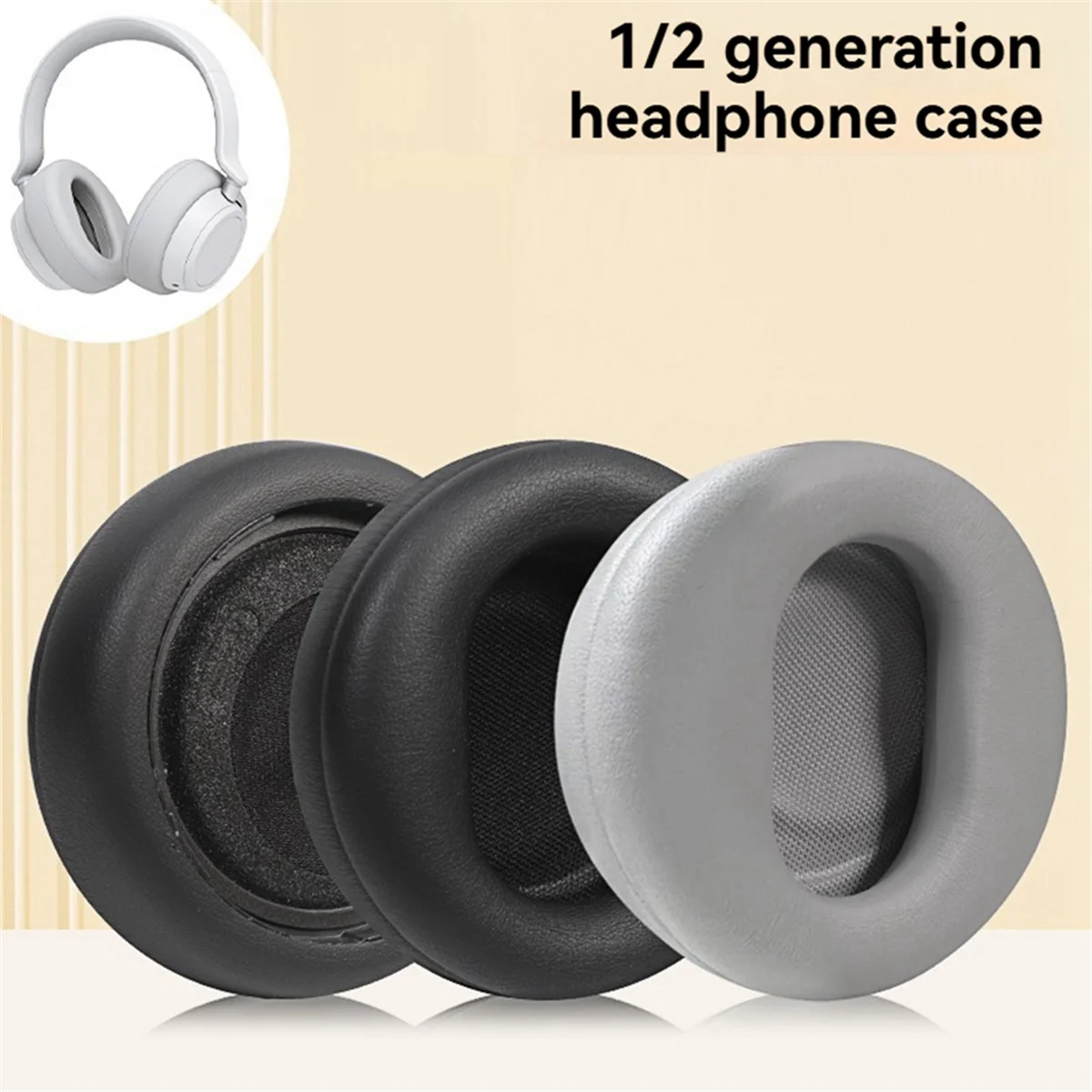 B13CEarphone Cover Earmuffs for Microsoft Surface Headphones 1 & 2 Gen Replacement Headset Sponge Cover Gray