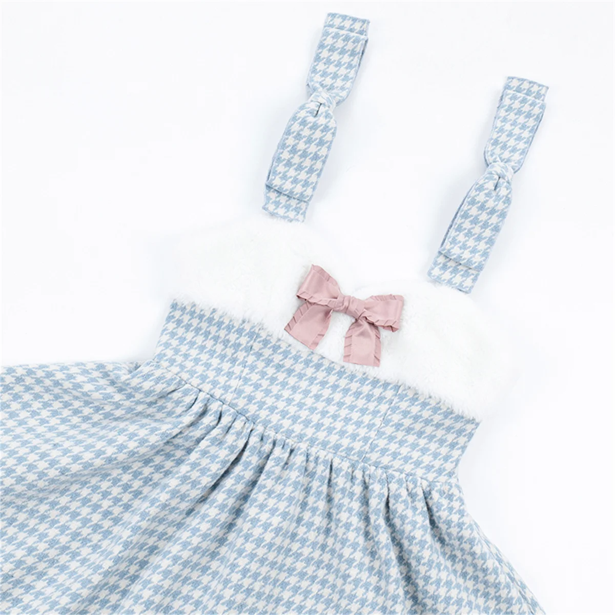 Japanischen Süßen Stil Lolita Jsk Cosplay Kawaii Mädchen Fluffy Warm Grid Nette Bowknot Hohe Taille Winter Verdicken Warme Kleid