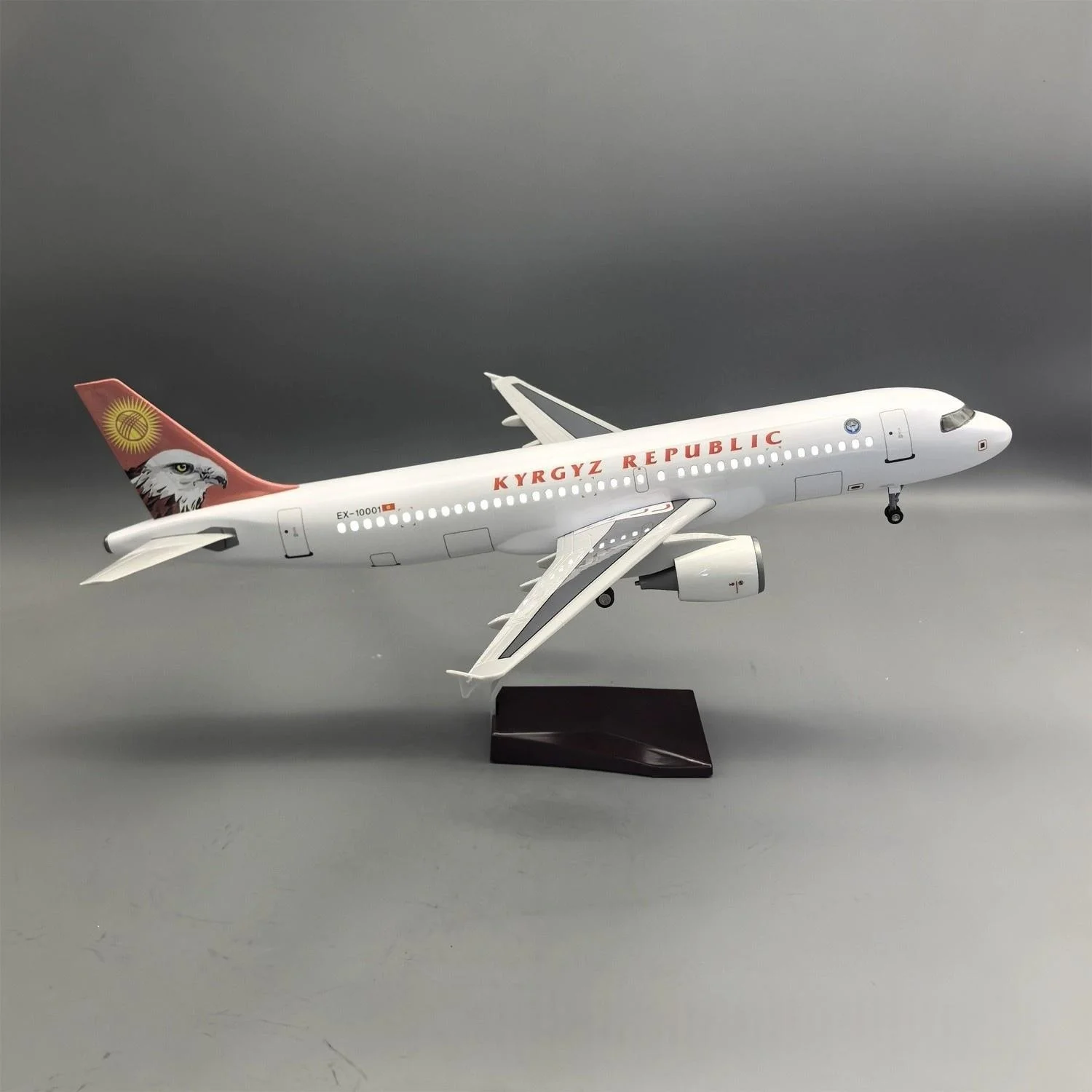 A320 Special Aircraft For Kyrgyzstan Airways 1/80 Scale Airplane Model 47CM Die-cast Resin Model Plane Enthusiasts Gifts