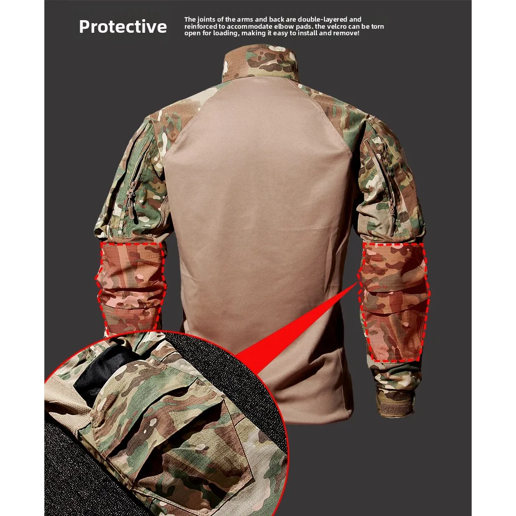 Men's Camouflage Frog Suit Set Tactical CS Training Officer Uniform Long Sleeve T-Shirt And Pants Outdoor Spring Autumn Wear view 5