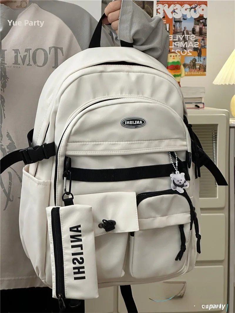 

Retro Japanese Sle Large Capaci Double oulder School Bag for Junior High Students Men's Trendy INS Campus Sle Cute...