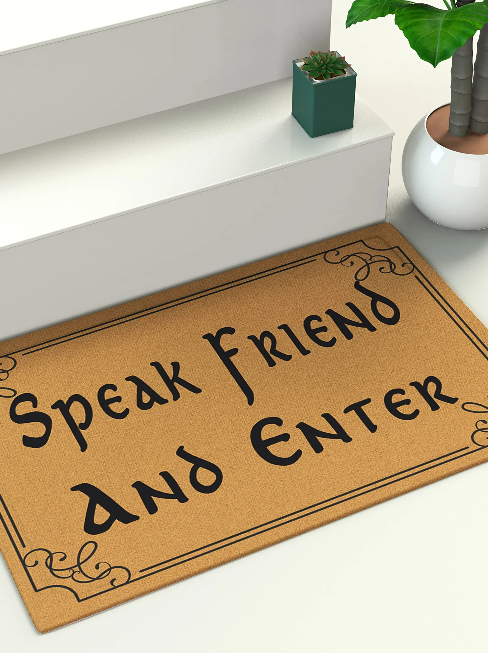 Speak Friend And Enter Doormat Non-Slip Machine Washable Outdoor Indoor Entrance Bathroom Kitchen Decor Rug Welcome Door Mat