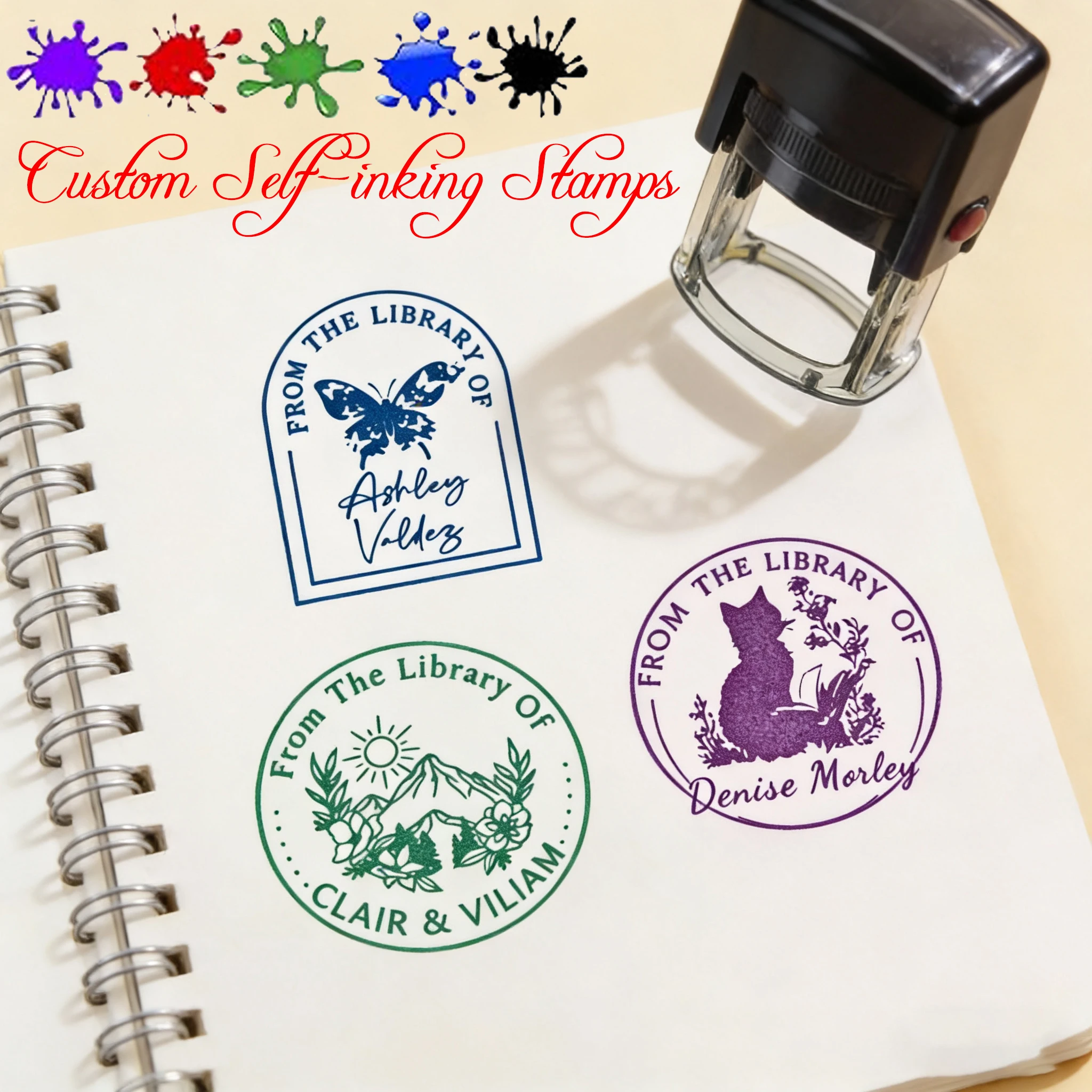 

From The Library of Pattern Personalized Self-Inking Stamps Custom Name Letter Stamp for School Book Office Scrapbooks Diy Craft