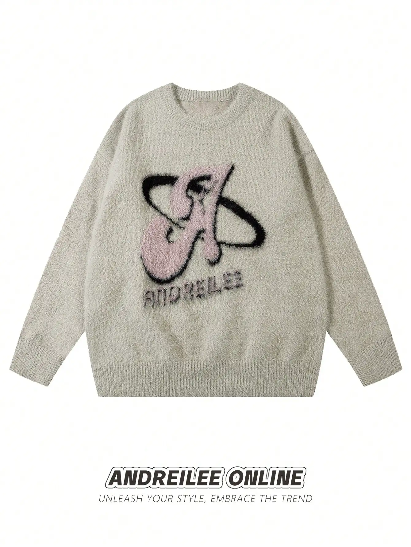 Men's Letter Pattern Crew Neck Sweater