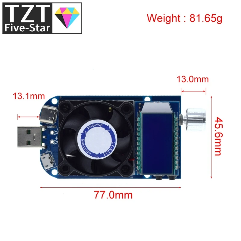 25W 35W QC2.0 QC3.0 USB electronic load adjustable constant current aging resistor battery voltage capacity tester voltmeter