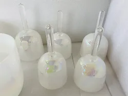 Solfeggio Harmonics 7pcs pearl white cosmic crystal singing bowl for sound theraphy 396HZ /417HZ/528HZ/639HZ/741HZ/852HZ/963HZ