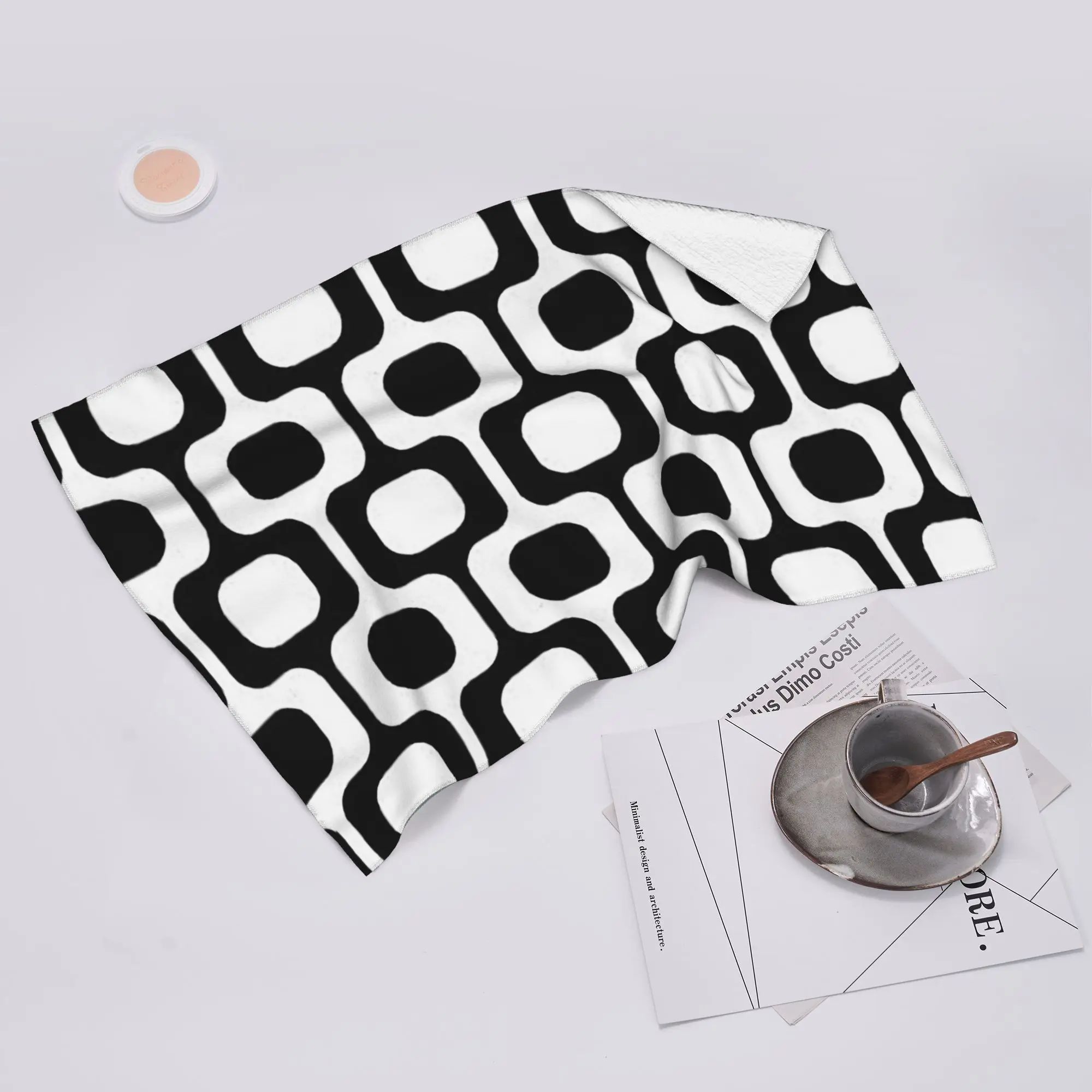 Toalla de cara suave personalizada Ipanema en blanco y negro, de secado rápido, para piscina y baño, de algodón absorbente.