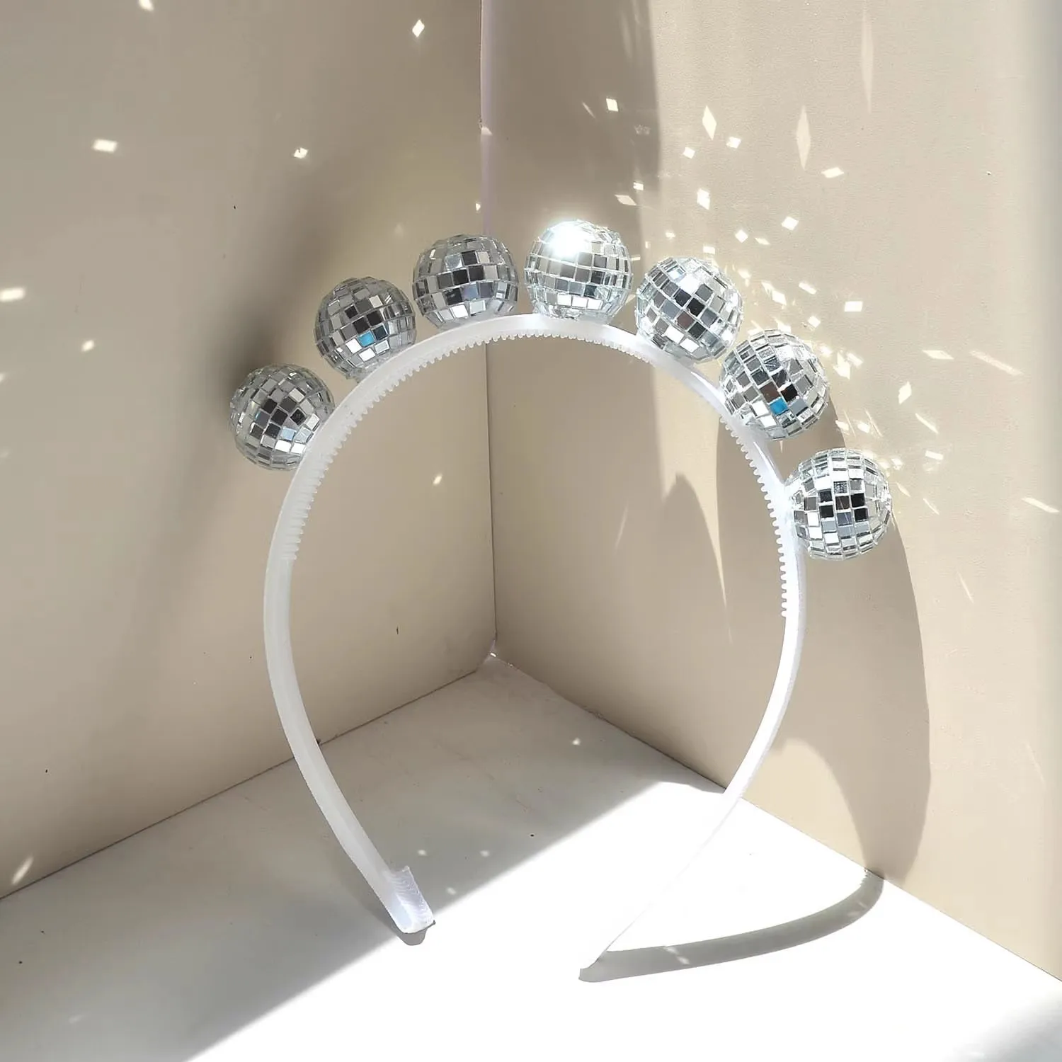 Silver Disco Ball Headband Reusable and Durable Disco Ball Hair Band for Halloween Birthday New Year's Gifts