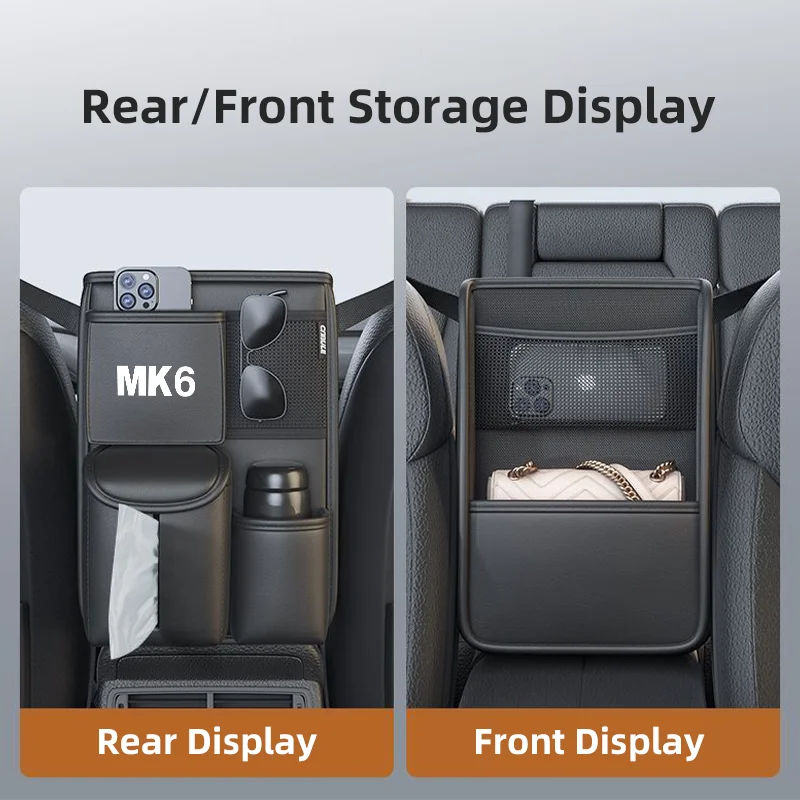 Car Seat Middle Storage Bag For Volkswagen VW MK2 MK3 MK4 MK5 MK6 MK7 Armrest Hanging Organizer Handbag Holder Tissue Storage