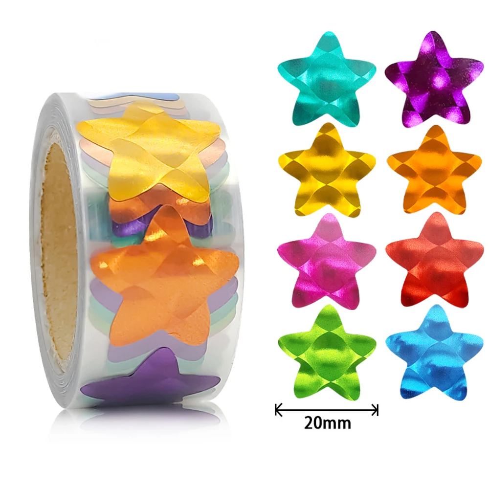 300pcs/roll Holographic Rainbow Star Stickers for Kids Reward, Behavior Chart, Student Planner School Classroom Teacher Supply