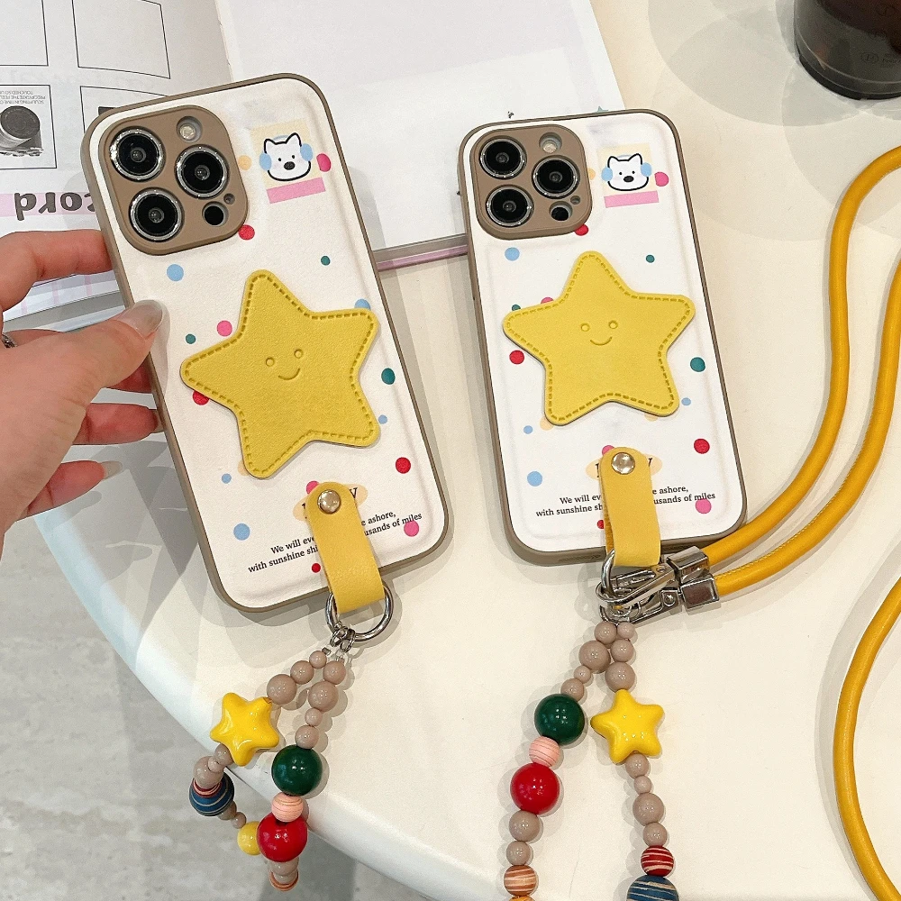 

Милый чехол для телефона с мультяшной звездой для Huawei Pura 80 Pro Ultra 70 60 P80 P70 P60 Pro, противоударный защитный чехол с браслетом и ремешком