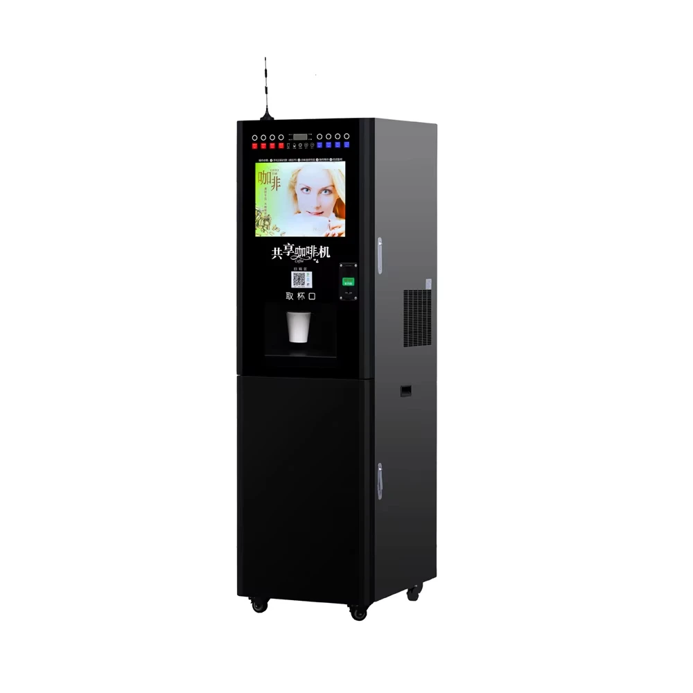 

Coin-operated electronic steel coffee vending machine Multi-function with QR code payment system SDK function Standing design