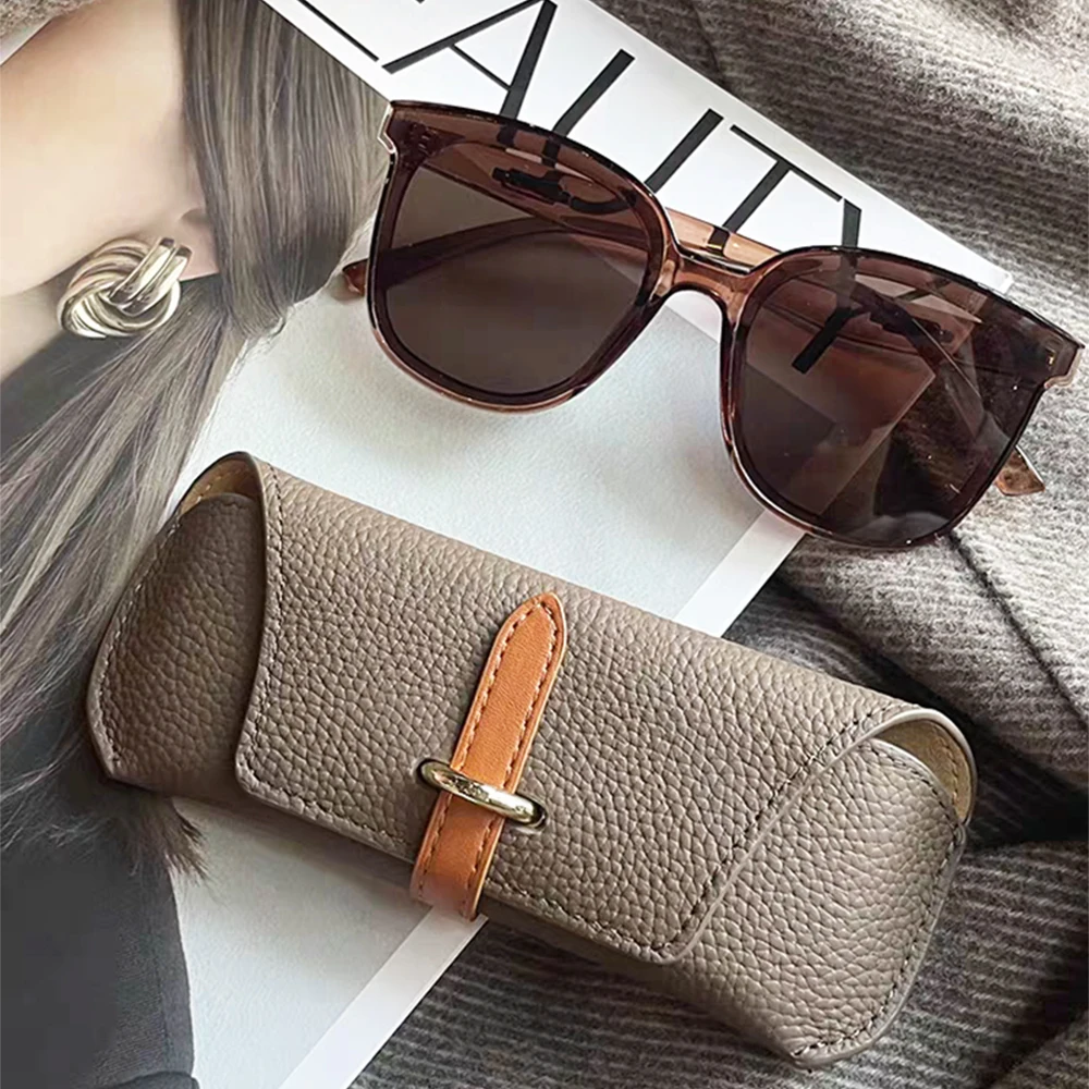 Luxus Leder Benutzerdefinierte Initialen Brillen Taschen Frau Tragbare Schutzhülle Reise Sonnenbrille Fall Gravieren Name Mode Kosmetik Tasche – Detail 5