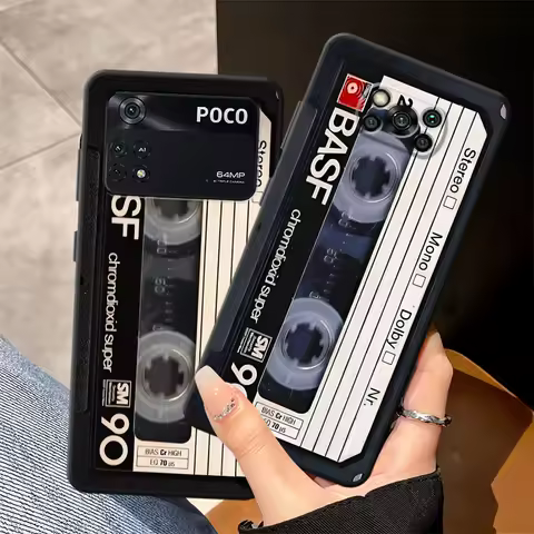 Retro Cassette Tape Black Soft Phone Cover Case for Xiaomi Poco C71 F3 X3 X4 X5 X7 Pro F1 C75 C61 M3 M4 M7 Pro C50 C40 M5