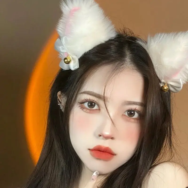 Bell Girl Cat Hair Clip Personality Lolita Maid Hair Clip Bow Tie Cosplay Cat's Ears Steamed Cat-ear Shaped Bread Hair Hoop