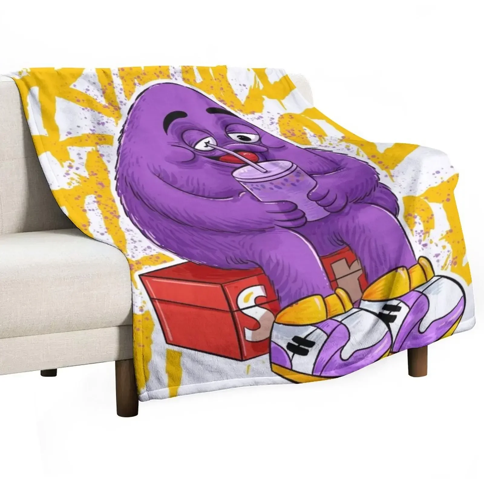 Grim Shake Grimace Fan art Throw Blanket for babies Soft Sofa Quilt Blankets