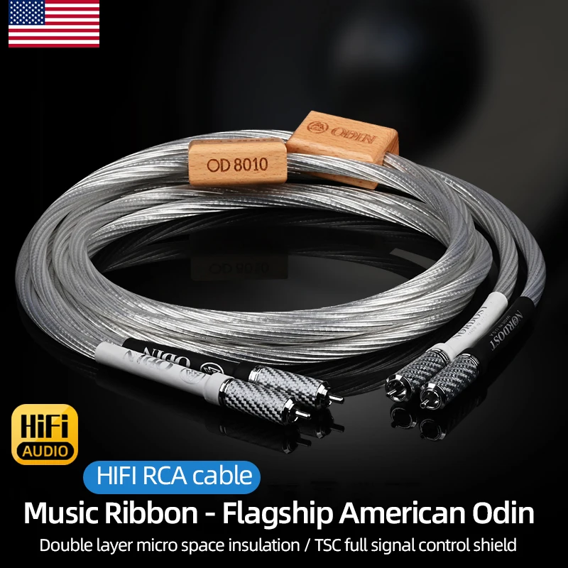 ODIN One Pair HiFi RCA Cable High Quality 7N OCC Pure Silver 2RCA Male to 2RCA Male connector Audio Cable for Amplifier TV