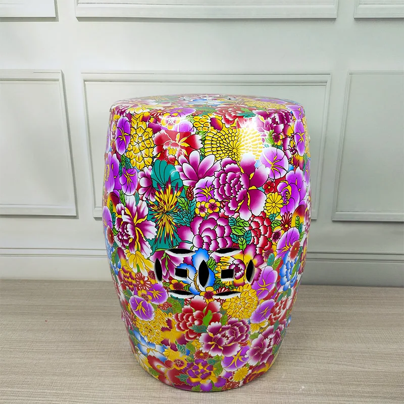 Famille Rose Antique Stool For Dressing Table Drum Stool Chinese Porcelain Garden Stool Ceramic jingdezhen modern drum stool