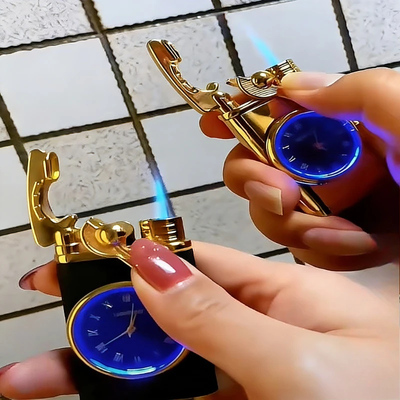 

New Luxury Dual Purpose Watch Lighter Double Jet Flame Windproof Ergonomic Wrist Band Premium Cigar Accessory for Gentlemen