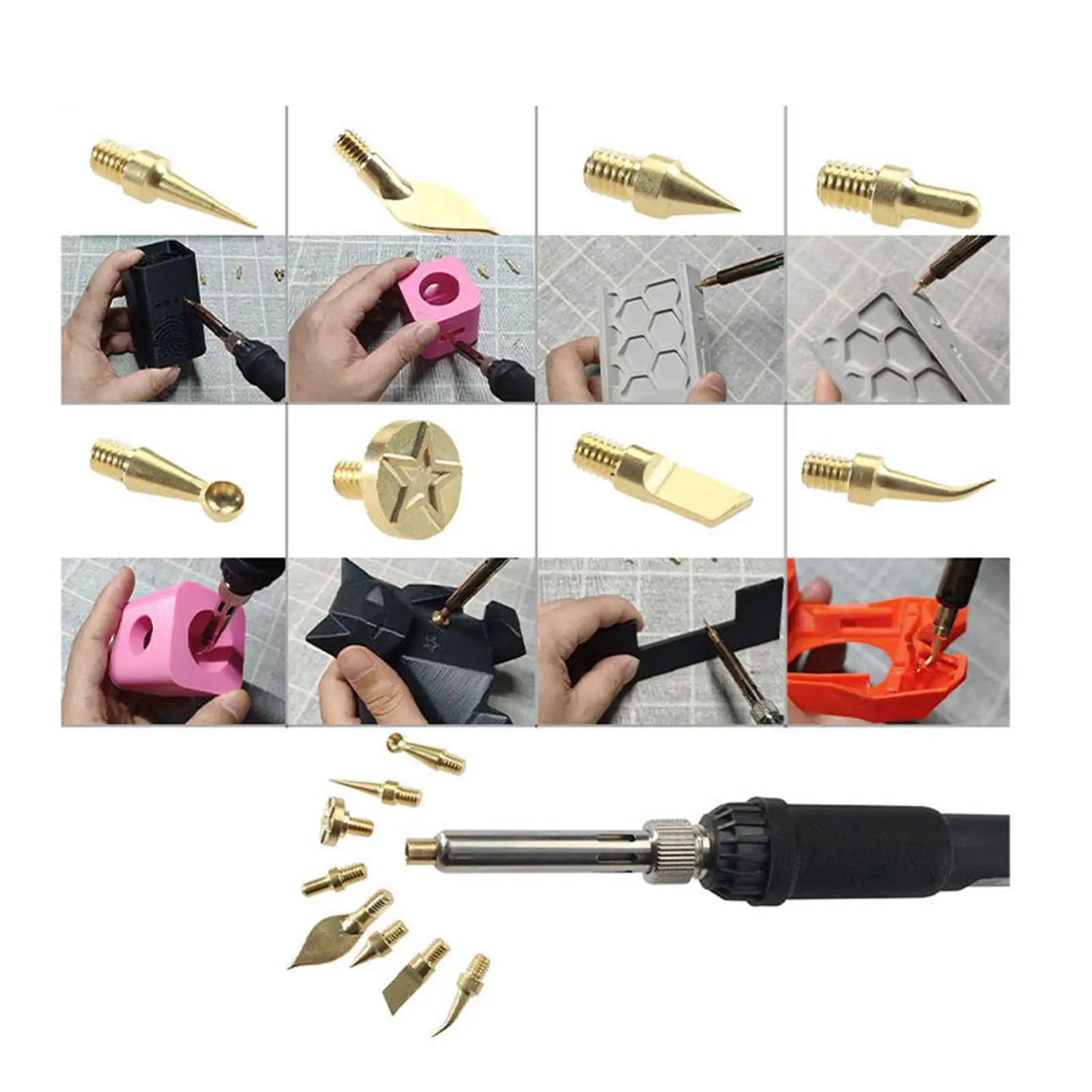 Heat Insertion Tool Set Metal Heat Insert Tip Solder Iron Accessory 3D Printing Thread Repair Use