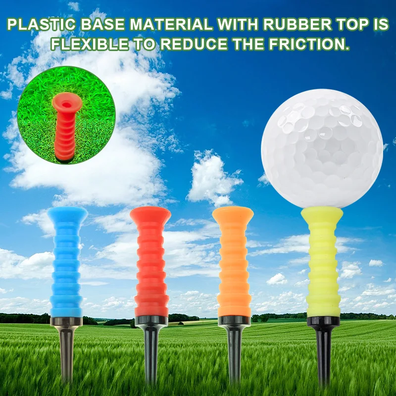 CRESTGOLF 5pcs/Pack 80mm Rubber Golf Tees Elastic Tee Durable Golf Practice Tees Training Accessories