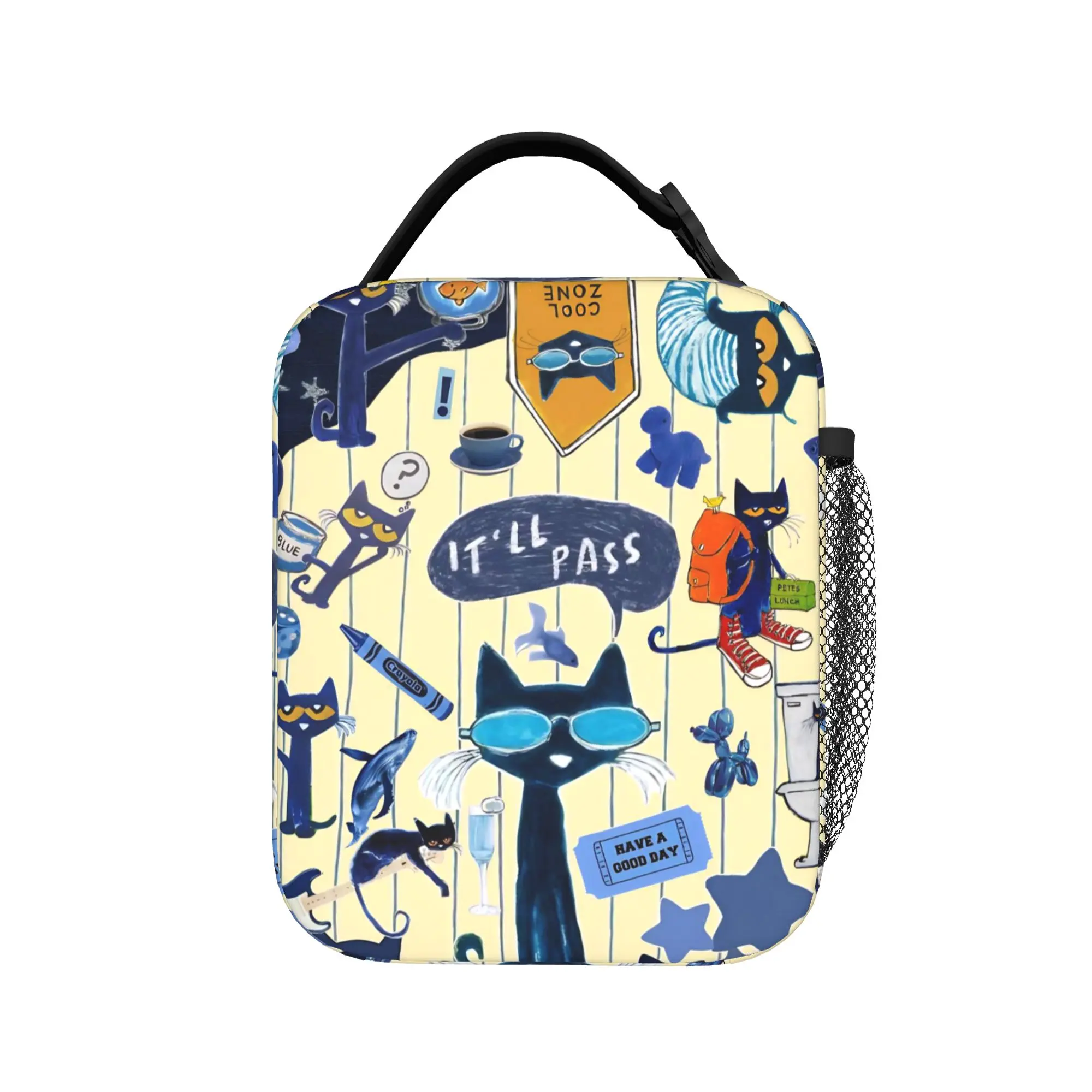 Petes Cartoon Cats Insulated Lunch Bag Large  Reusable Cooler Bag Lunch Box Tote College  Picnic Bento Pouch