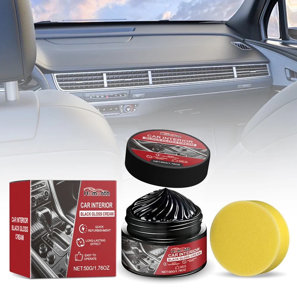 

HOMONTH 50g Car Plastic Restorer Back to Black Gloss Auto Interior Leather Panel Renewal Wax Coating Agent Polish Repair