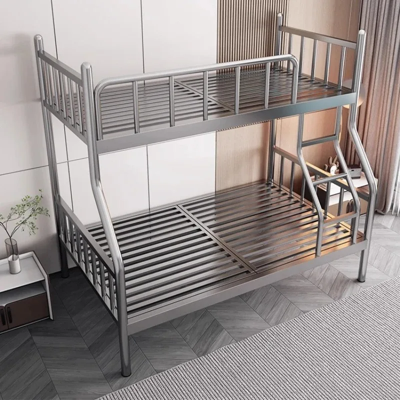 

304 stainless steel bunk bed double layer high and low iron frame bed thickened and thickened for children and adults