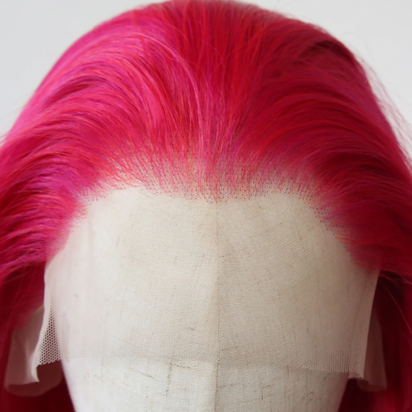 Wig sintetis merah muda mawar panas Wig depan renda lurus panjang Wig sintetis depan pra-pencabutan tahan panas rambut pakaian sehari-hari Cosplay