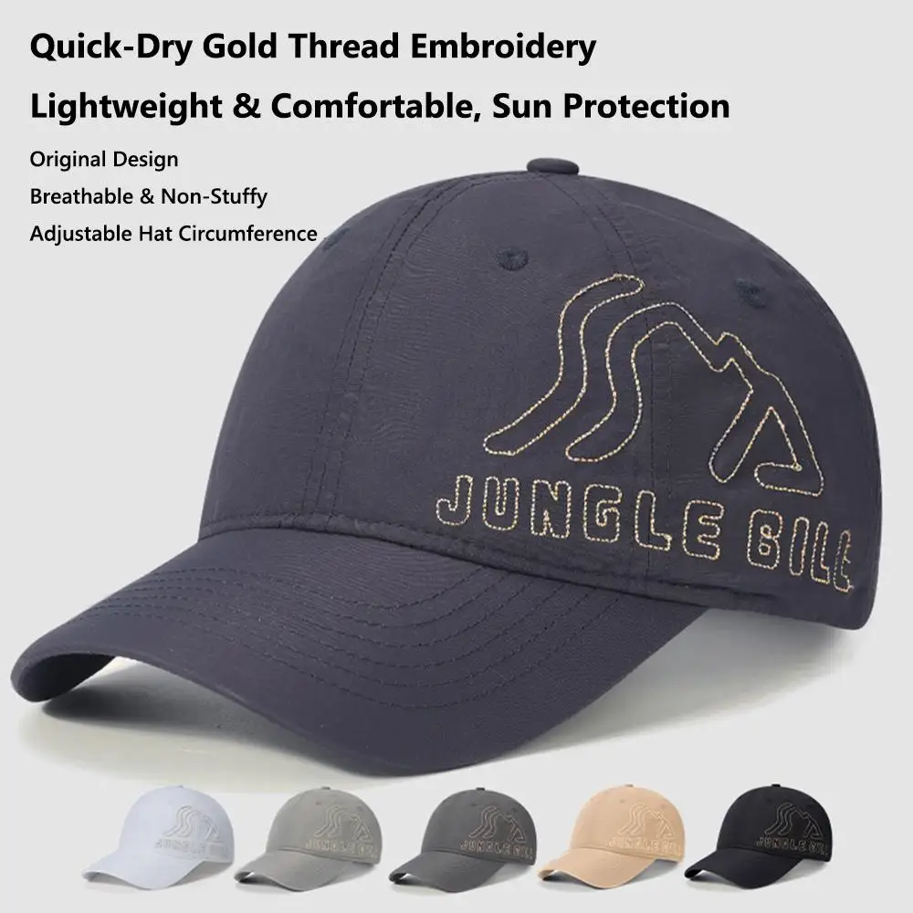 Cómoda gorra de béisbol impermeable de secado rápido para hombre, ala curvada, protección solar, gorra Snapback, gorra de pesca de Golf ajustable para hombre