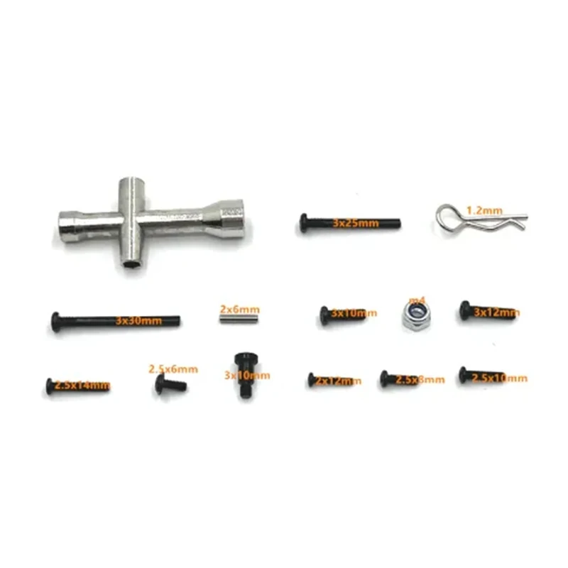 SCY 16101 16102 16103 16104 16106 16201 JJRC Q130A Q130B Q141 Kit de fixação de parafusos de metal Ferramentas de reparo 1/16 Peças sobressalentes de carro RC