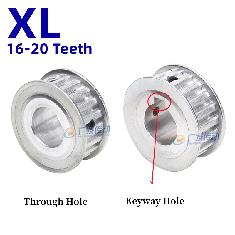 Xl Two Plane Aluminum Alloy Timing Pulley 16-20 Teeth Through-hole/keyway-hole Slot Width 11mm Timing Pulley Bore 3-20mm