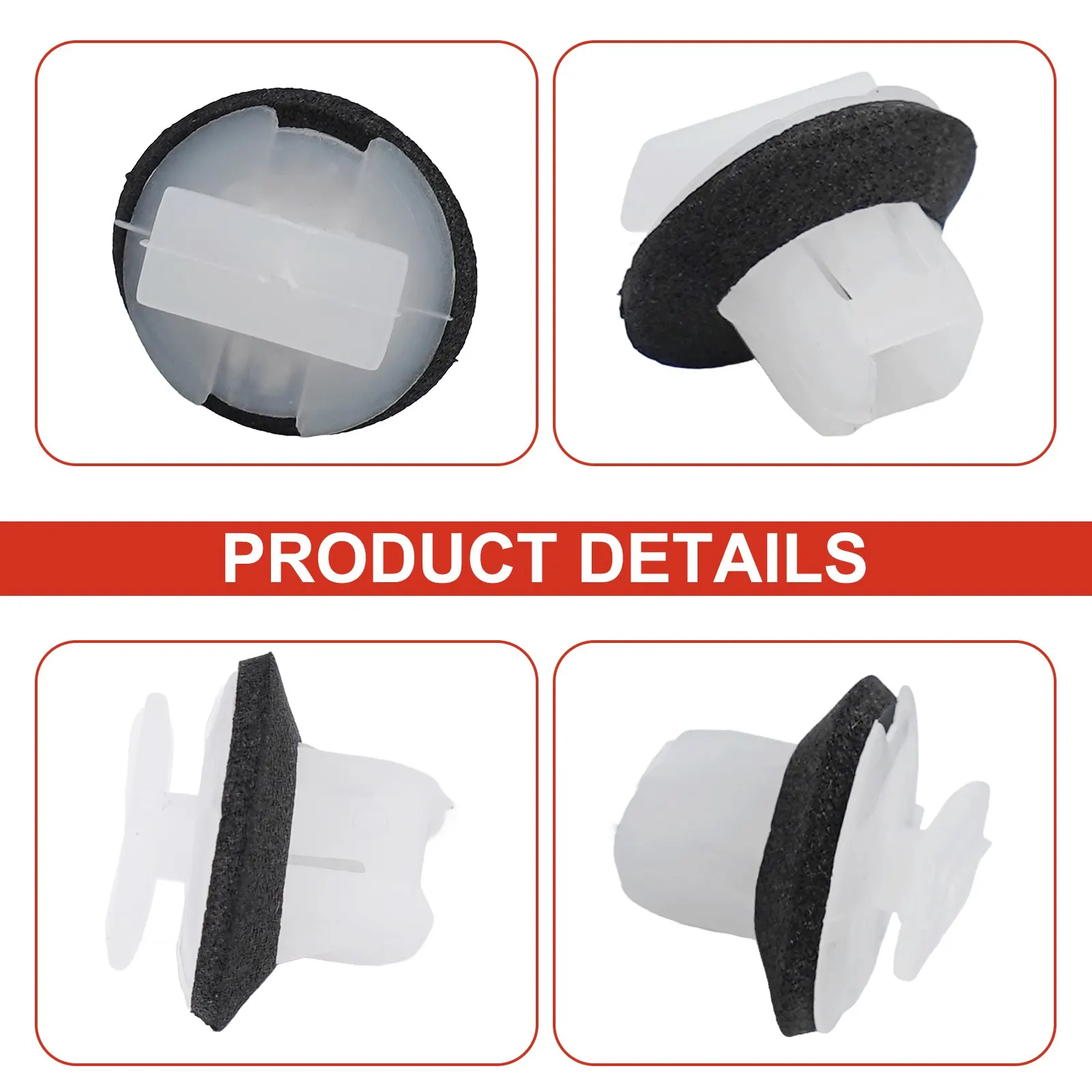 New Sale Stock Hot High Quality Rivets 9mm Clips Plastic Wing Moulding 12mm x 6mm 20x Arch Surround Black+White