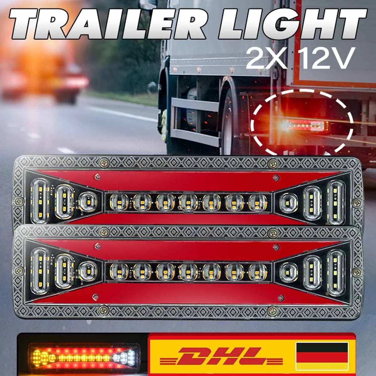 

2X 12V 37LED Dynamic Car Truck Tail Light Turn Signal Rear Brake Light Reverse Signal Lamp Tractor Trailer Lorry Bus Campers