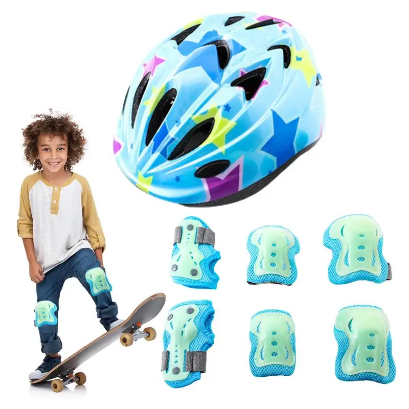 

Knee Pads And Elbow Pads Set Roller Skating Protective Gear Hard Hat Skateboard Accessories Fluorescent Child Protection For