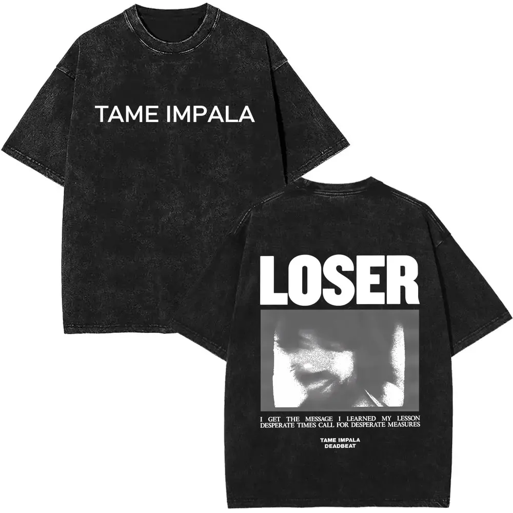 

Washed Vintage Rock Band Tame Impala Deadbeat Loser Merch T-shirt Men Women Casual Retro Cotton T Shirts Male Oversized T-shirts