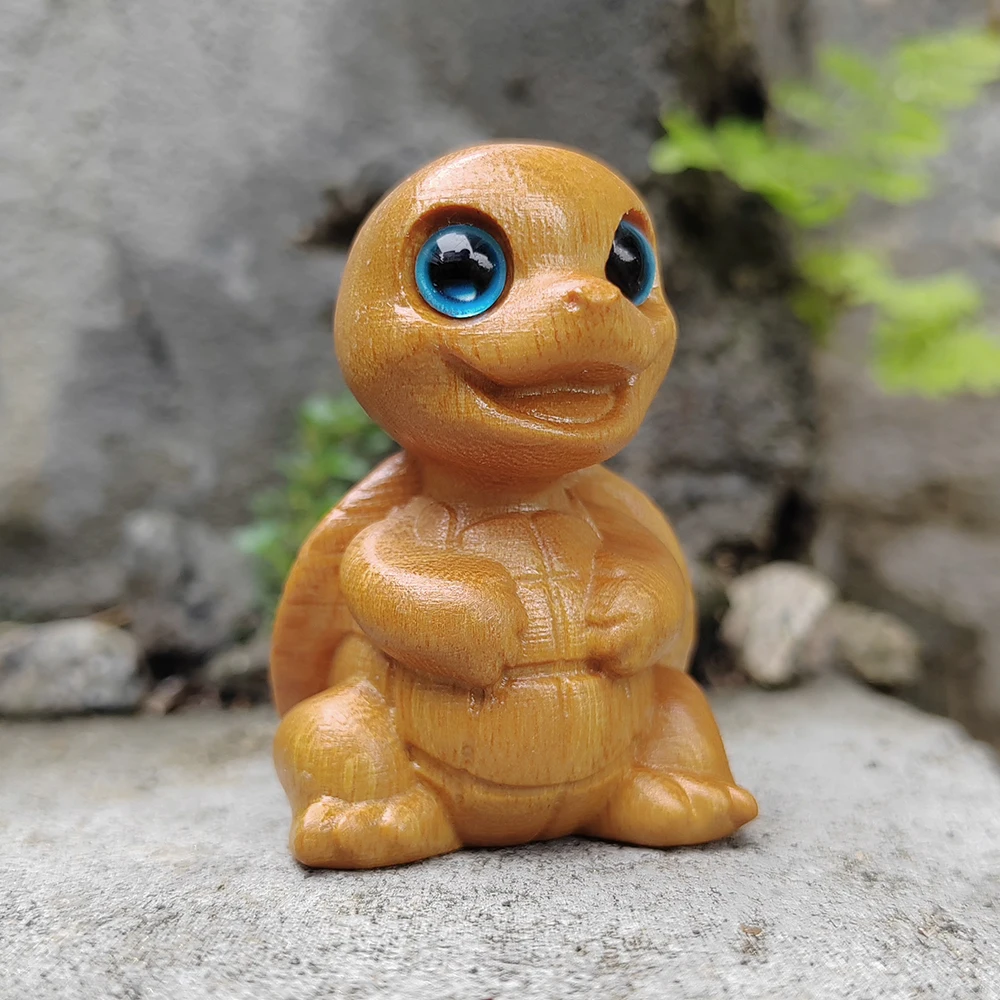 1.8 Inch Hand-Carved Wooden Turtle Figurine Ornament, Modern Style, Artistic Style, Suitable for Office Decoration, Party Decoration, Fireplace, Home Decoration, Study Room, Interior Decorations, Birthday Gift, Bedroom