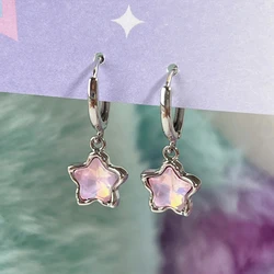 Gothic Cute Dream Fairy Moonlight Stone Star Pendant Earrings For Egirl Y2K 2000s Harajuku Goth Vintage Jewelry Accessories
