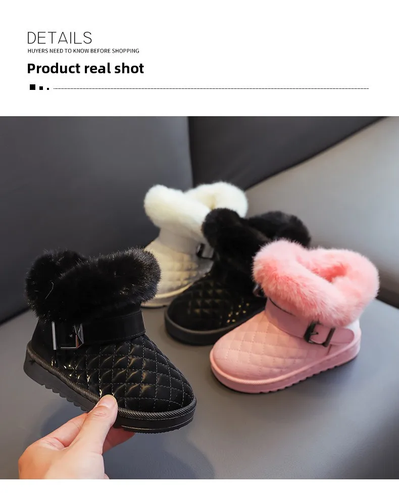 2026 Neue Herbst-Winter-Kinderstiefel für Mädchen, Verdickte Warme Bequeme Weiße Stiefel, Rutschfeste Plüsch-Baumwollschuhe für Babys und Kinder – Detail 7